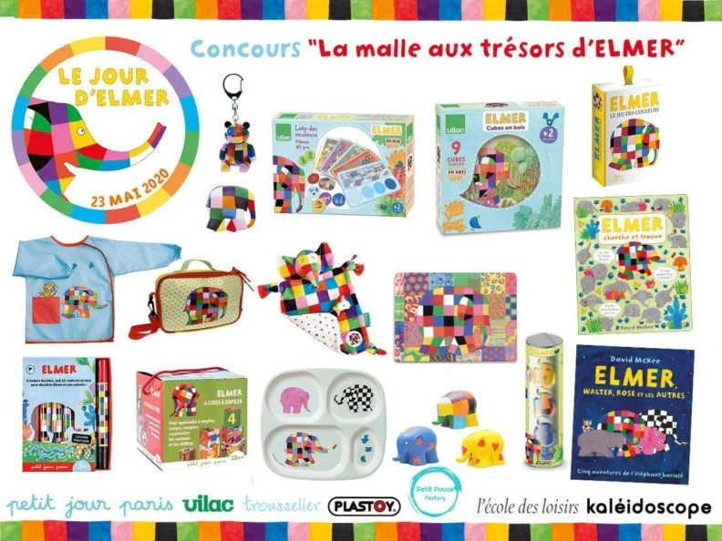 #Concours Jour d'Elmer : "La malle aux trésors d'Elmer" et ses nombreux lots #JourElmer