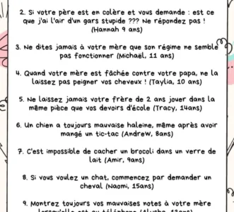 10 conseils d'enfants pour les enfants