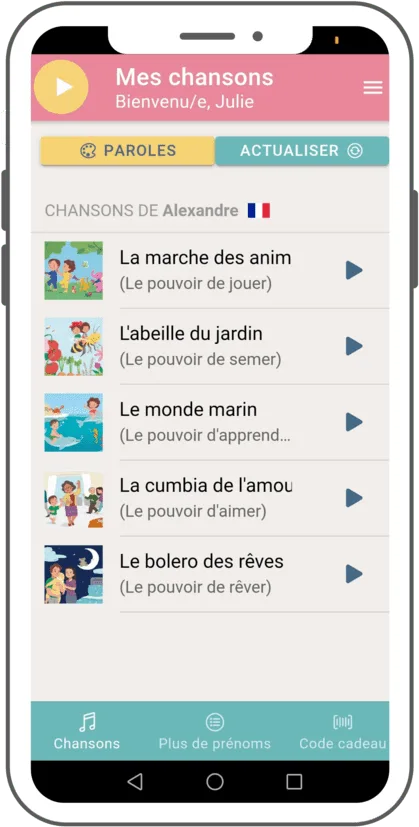 Application gratuite Poronponpon Music disponible sur Android et Apple IOs
