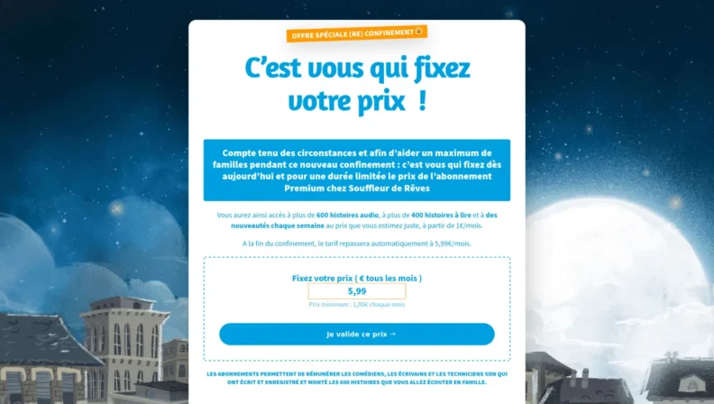 Souffleur de Rêves : offre confinement à partir d'1€ par mois